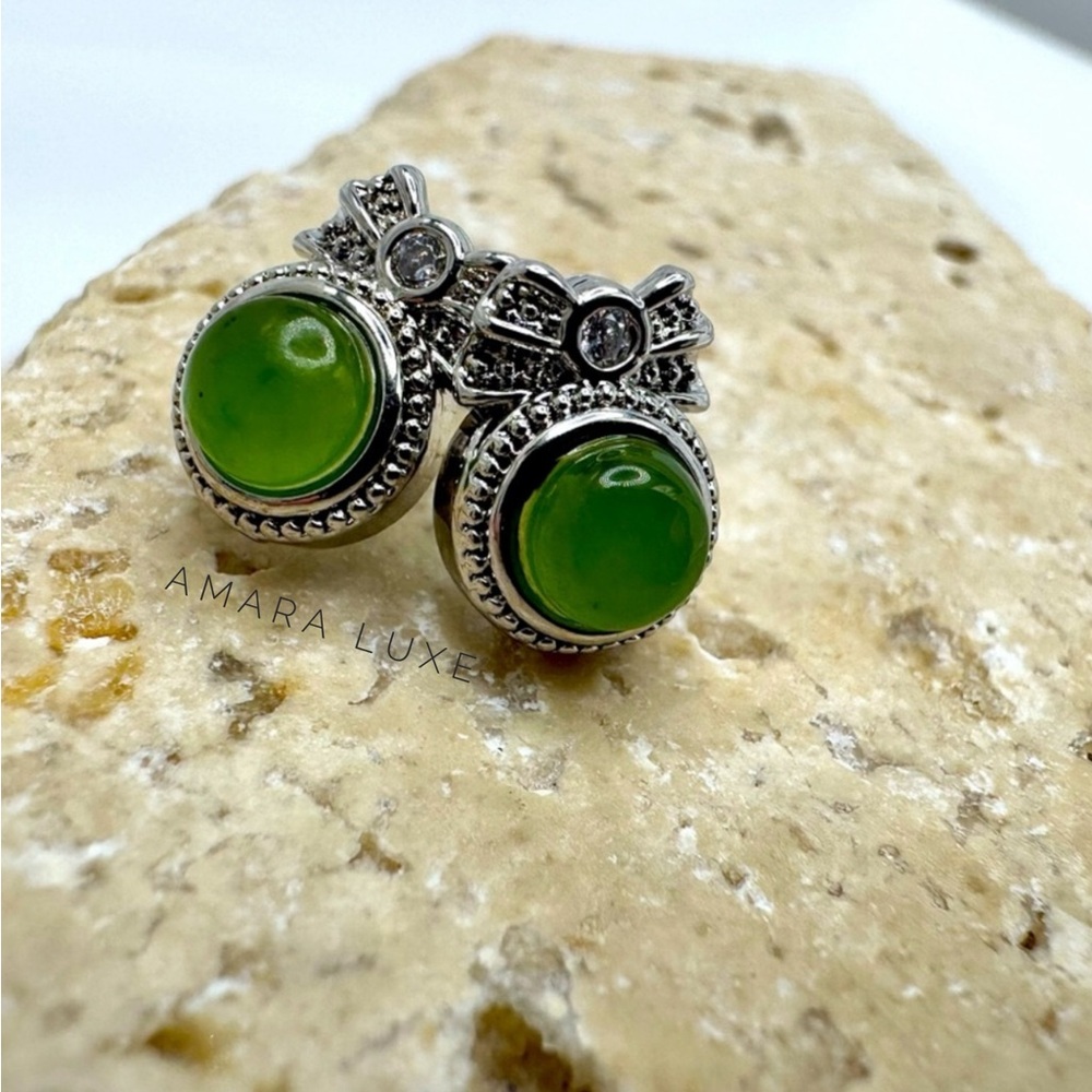 Jade Bow Earrings